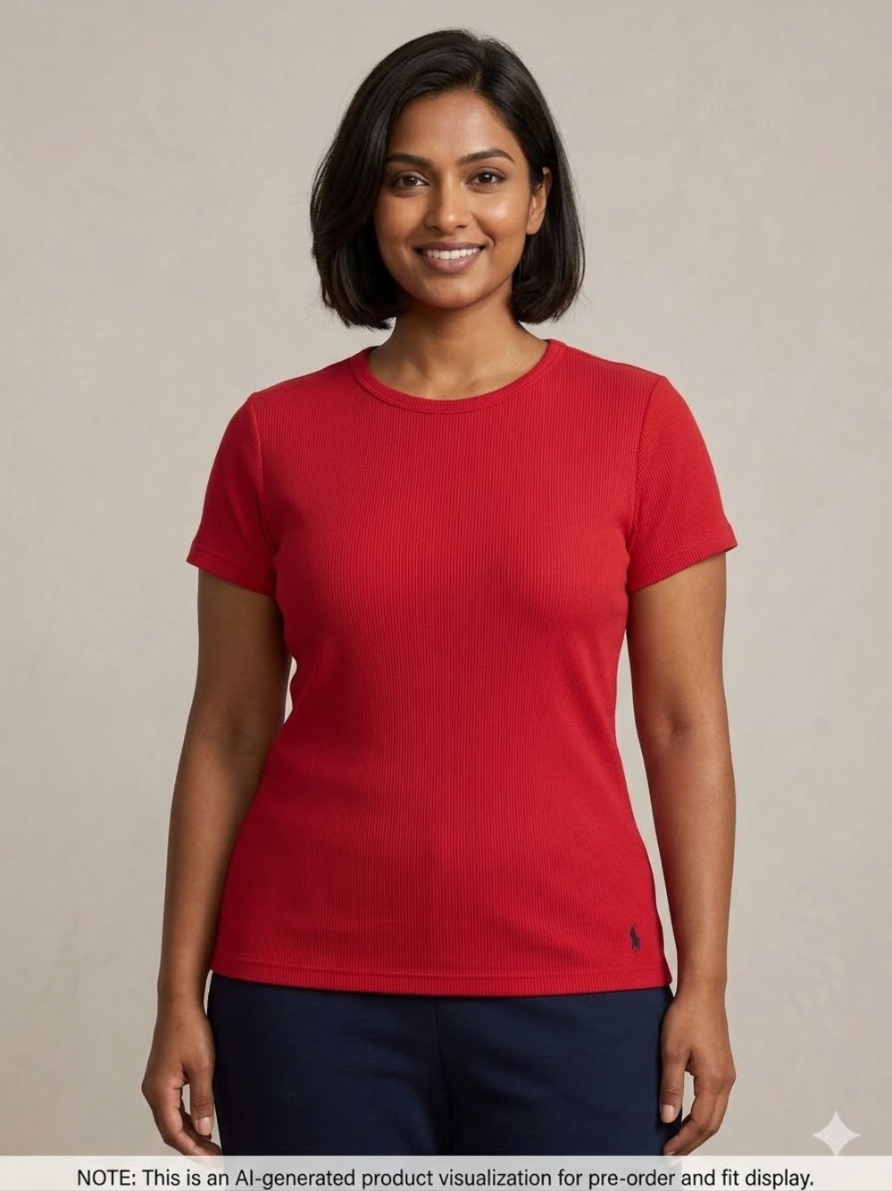 Lauren Ralph Lauren Short Sleeve Red Ribbed Knit Top Women’s Size Large 2XL